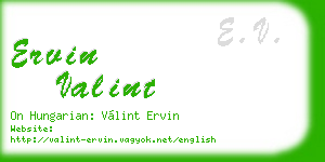 ervin valint business card